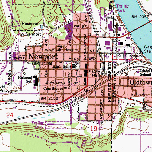 Topographic Map of United Church of Christ of Newport, WA