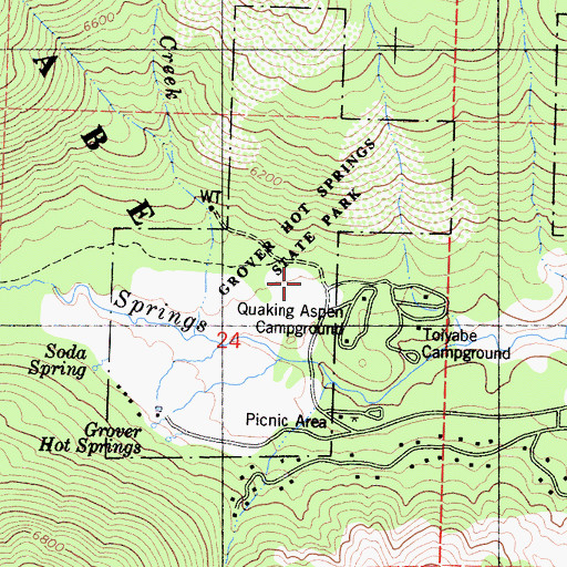 Topographic Map of Grover Hot Springs State Park, CA