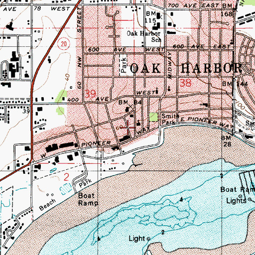 Topographic Map of Oak Harbor First United Methodist Church, WA