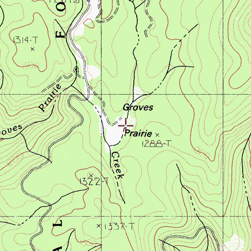 Topographic Map of Groves Prairie, CA
