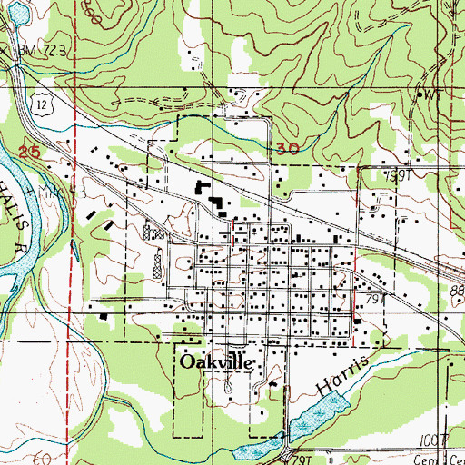 Topographic Map of Oakville Assembly of God Church, WA