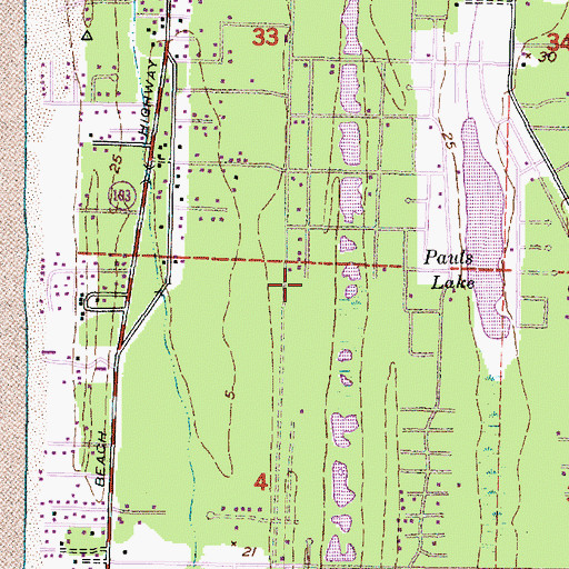 Topographic Map of Ocean Park Lutheran Church, WA