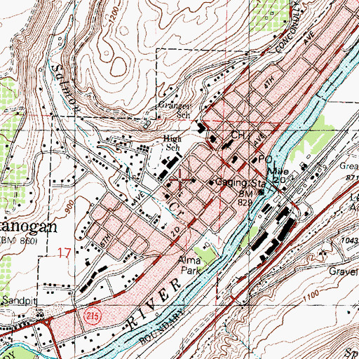 Topographic Map of First Baptist Church, WA