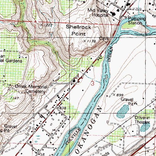 Topographic Map of Okanogan Valley Nazarene Church, WA