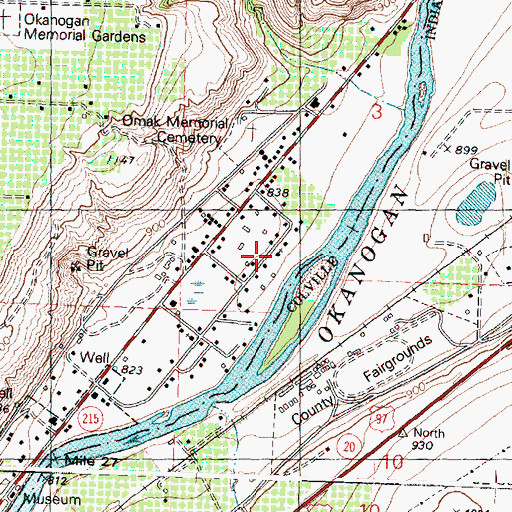 Topographic Map of Our Savior Lutheran Church of Okanogan, WA