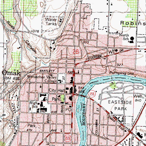 Topographic Map of First Assembly of God Church of Omak, WA