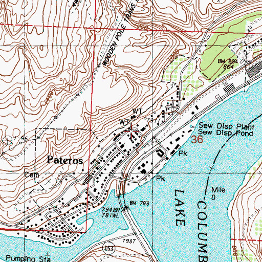 Topographic Map of Pateros United Methodist Church, WA
