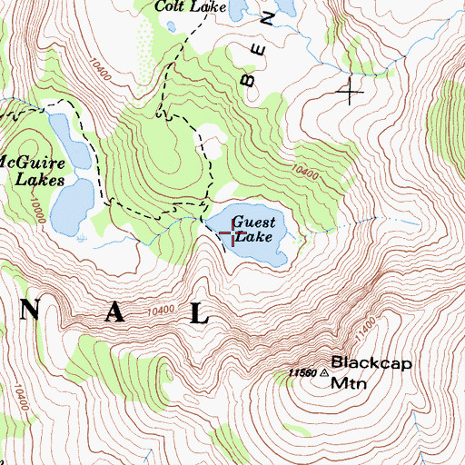 Topographic Map of Guest Lake, CA