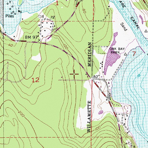 Topographic Map of Oak Bay Baptist Church, WA