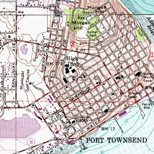 Topographic Map of Saint Mary's Star of the Sea Church, WA