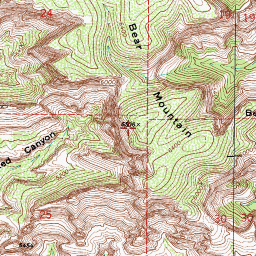 Topographic Map of Bear Mountain, AZ