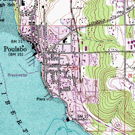 Topographic Map of Liberty Bay Presbyterian Church, WA