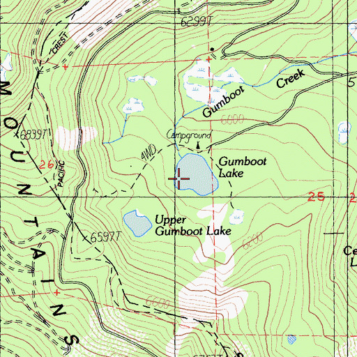 Topographic Map of Gumboot Lake, CA