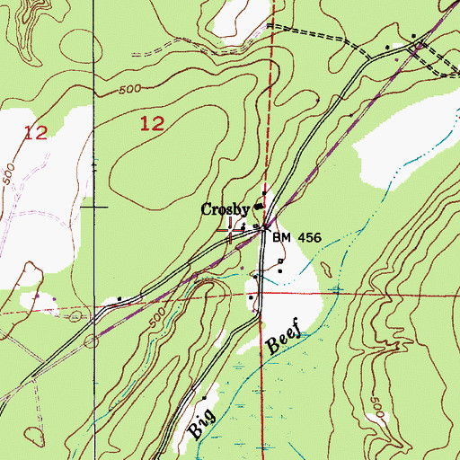 Topographic Map of Crosby Chapel, WA