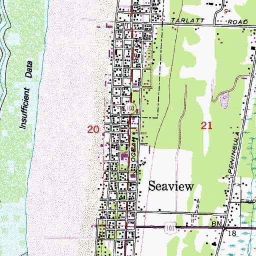 Topographic Map of Peninsula Church Center, WA