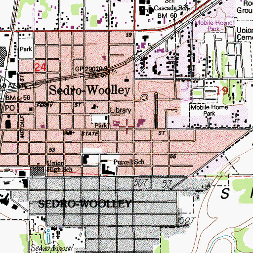 Topographic Map of Bethel Assembly of God Church, WA