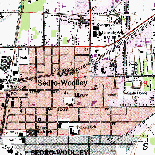 Topographic Map of Cascade Christian Church, WA