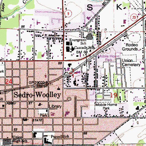 Topographic Map of Central United Methodist Church, WA