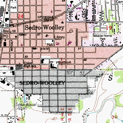 Topographic Map of Sedro - Woolley Community Church, WA