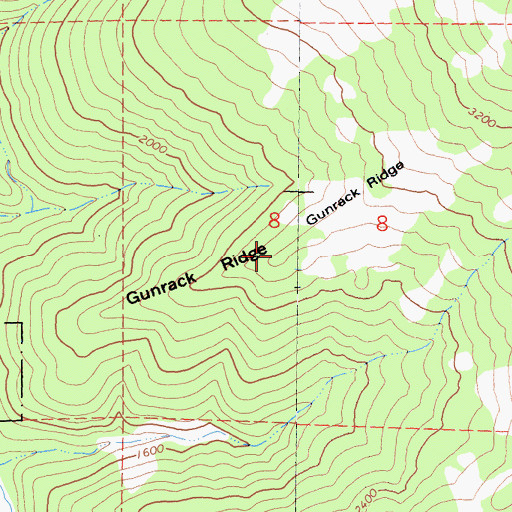Topographic Map of Gunrack Ridge, CA