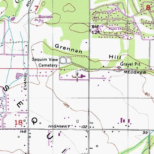 Topographic Map of Seventh Day Adventist Church of Sequim, WA