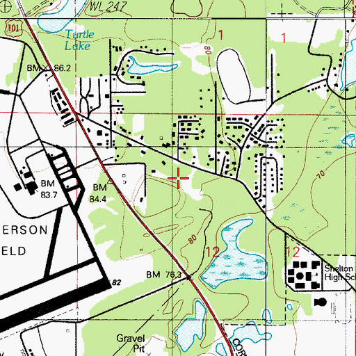 Topographic Map of Spring Road Chapel Church of God, WA