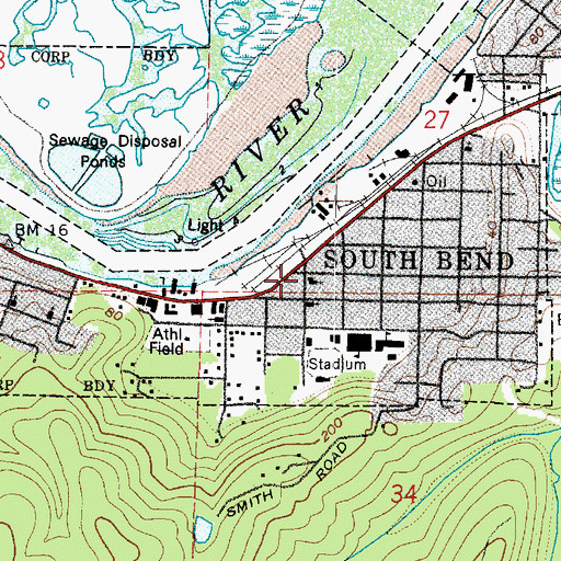 Topographic Map of First Baptist Church, WA