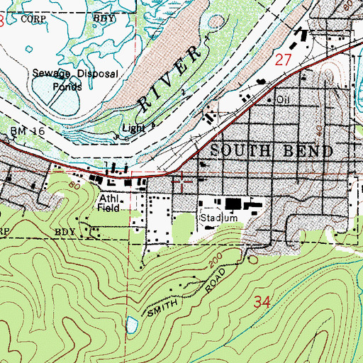 Topographic Map of First Lutheran Church, WA