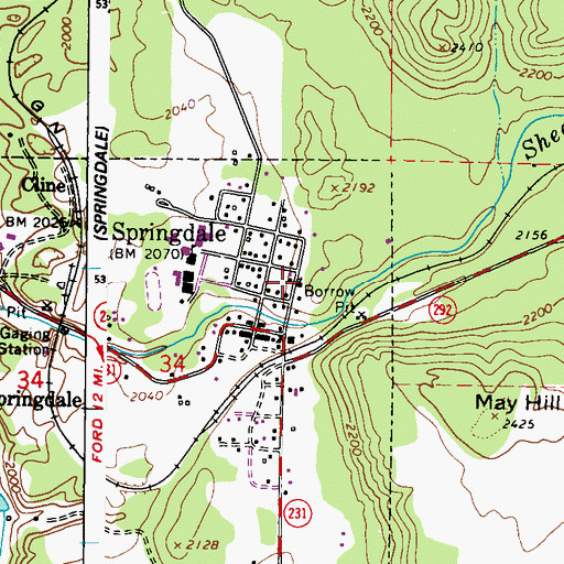Topographic Map of Springdale Community Church, WA