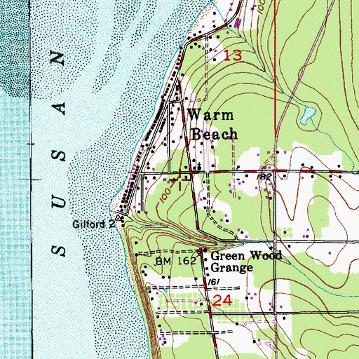 Topographic Map of Warm Beach Community Church, WA