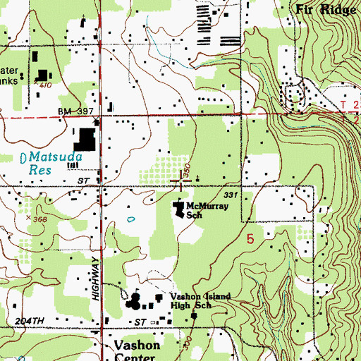 Topographic Map of Vashon Island Community Church, WA