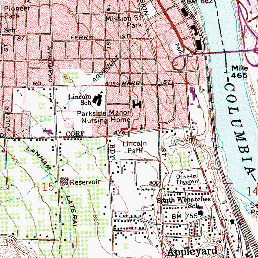 Topographic Map of Lincoln Park Baptist Church, WA