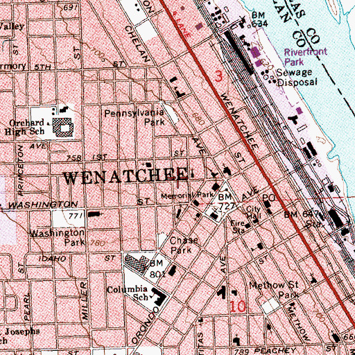 Topographic Map of Saint Paul Lutheran Church, WA