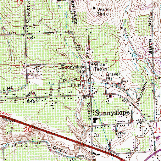 Topographic Map of Sunnyslope Church, WA