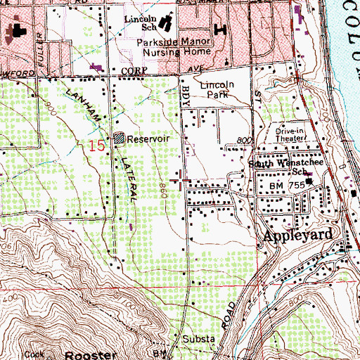 Topographic Map of Valley Christian Center of Wenatchee, WA