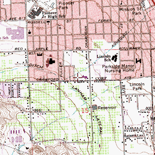 Topographic Map of Wenatchee Valley Baptist Church, WA