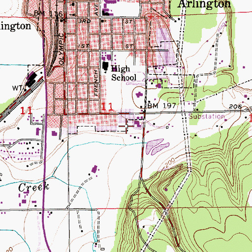 Topographic Map of Free Methodist Church of Arlington, WA