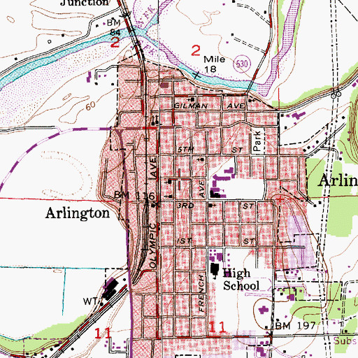 Topographic Map of Hosanna Christian Fellowship Church, WA