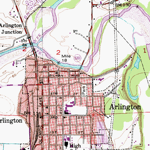Topographic Map of Seventh Day Adventist Church of Arlington, WA