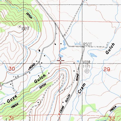 Topographic Map of Guys Gulch, CA
