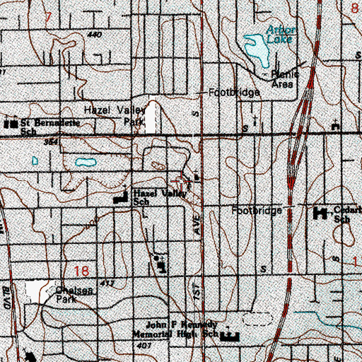 Topographic Map of Highline United Methodist Church, WA