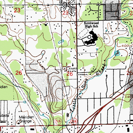 Topographic Map of Kentwood Family Church, WA