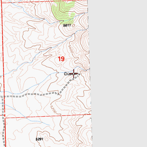 Topographic Map of Guzzier, CA