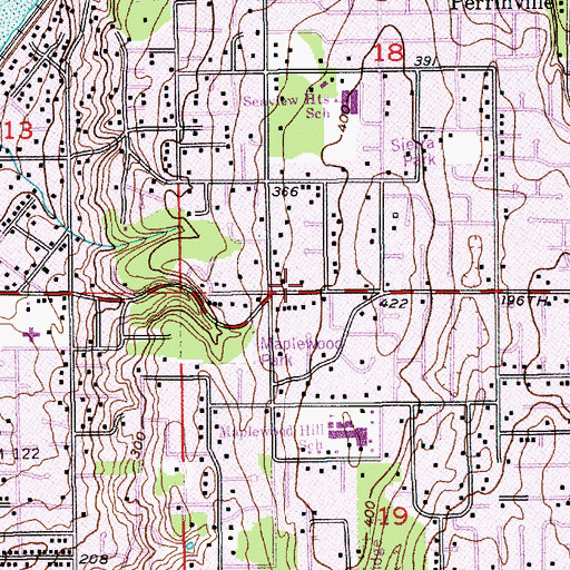 Topographic Map of Sunrise Christian Fellowship Church, WA