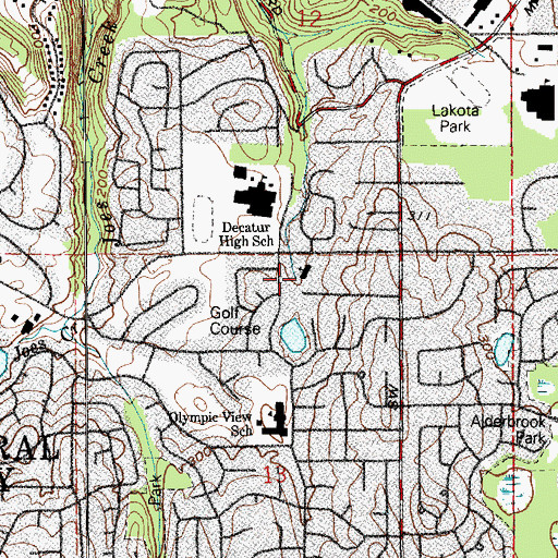 Topographic Map of Christ Lutheran Church of Federal Way, WA