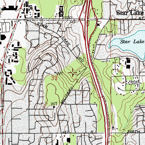 Topographic Map of Star Lake Church of God, WA