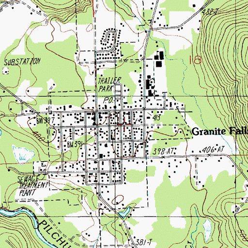 Topographic Map of Granite Falls Christian Alliance, WA