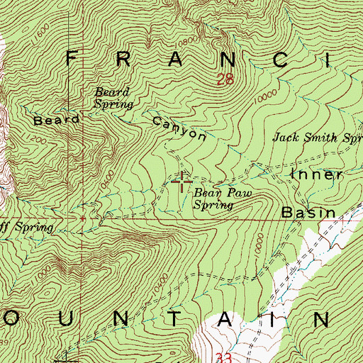 Topographic Map of Bear Paw Spring, AZ