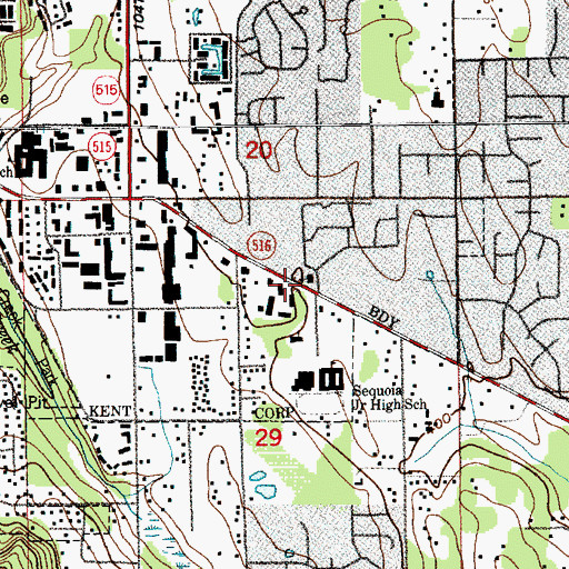 Topographic Map of Church of Christ Kent, WA