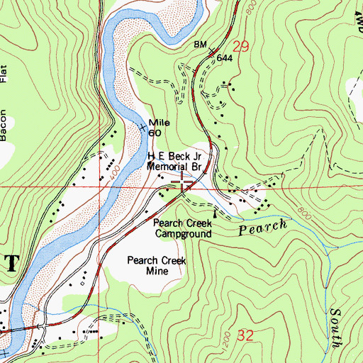 Topographic Map of H E Beck Junior Memorial Branch, CA